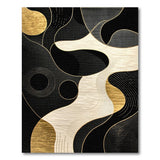 ODIKA Modern Abstract Gold and Black Washable Area Rug - Low Pile Non-Slip Indoor Rug