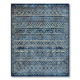 Blue and Teal Navy Blue Heritage Tribal Geometric Rug