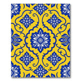 Vibrant Blue Floral on Yellow Area Rug