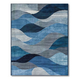 Blue Wave Layered Abstract Area Rug