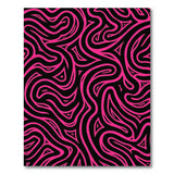 Bold Pink Waves on Black Abstract Area Rug