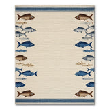 Stylized Fish Coastal Beach Area Rug