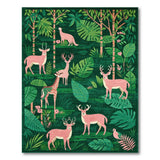Playful Pink Jungle Animals Green Area Rug