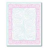 Pink Ornate Border Wavy Abstract Area Rug