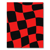 Dynamic Wavy Red Black Checkered Area Rug