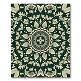 Green Emerald Green Mandala Floral Area Rug