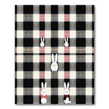 Cute Bunny Black White Plaid Area Rug