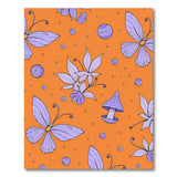 Orange Boho Rug with Purple Butterflies Mushrooms