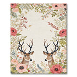Pink Peony Deer Floral Area Rug