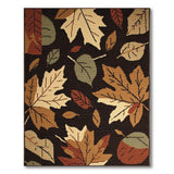 Autumn Maple Leaves Black Area Rug
