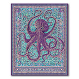 Purple Octopus Teal Mosaic Area Rug