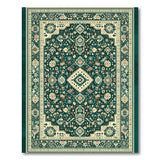 Ornate Blue and Teal Ornate Teal Medallion Persian Area Rug