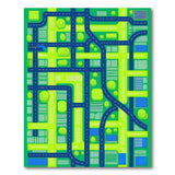 Vibrant Green Road Map Kids Play Rug