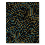 Wavy Lines Abstract Area Rug in Teal, Yellow Black