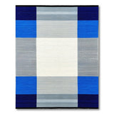Navy Blue Grey Plaid Geometric Area Rug