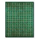 Green Emerald Green Gold Grid Geometric Area Rug