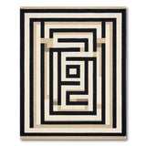 Modern Black Beige Geometric Maze Area Rug