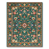 Multi-color and Patterns Teal Persian Floral Medallion Area Rug