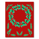 Multi-color and Patterns Festive Holly Wreath Red Area Rug