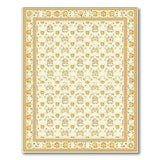 Cream Floral Persian Area Rug with Gold Border