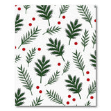 Festive Green Holly Leaves Red Berries Area Rug