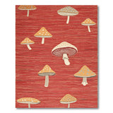 Whimsical Mushroom Red Flatweave Rug