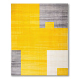 Bold Yellow Grey Geometric Block Area Rug