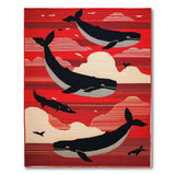 Red Humpback Whale Silhouette Area Rug