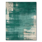 Green Emerald Green Distressed Abstract Area Rug