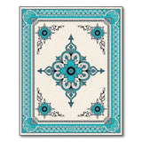 Teal Floral Medallion Persian Traditional Persian Area Rug
