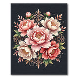 Pink Peony Floral Damask Arrangement Rug