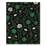 Green Floral Lotus Spider Pattern Area Rug