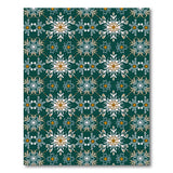 Green Emerald Green Snowflake Geometric Area Rug