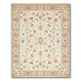 Ivory Beige and Neutral Ivory Traditional Persian Floral Area Rug