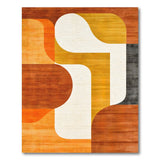 Warm Curved Geometric Orange Area Rug