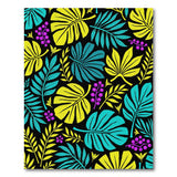 Vibrant Teal Yellow Monstera Leaf Berry Rug