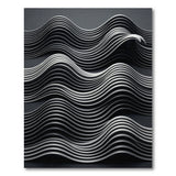 Layered Wave Black White Geometric Area Rug