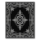 Black and White Ornate Baroque Medallion Black White Area Rug