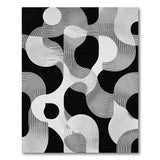ODIKA Modern Abstract Black and White Wavy Washable Area Rug - Low Pile Non-Slip