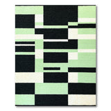 Modern Geometric Black Mint Green Block Area Rug