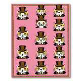 Playful Top Hat Cartoon Cats Pink Rug