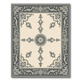 Ornate Beige Persian Area Rug with Grey Borders