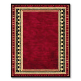 ODIKA Washable Red Geometric Bordered Area Rug - Non-Slip Low Pile