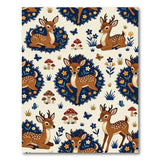 Whimsical Fawn Deer Forest Pattern Area Rug
