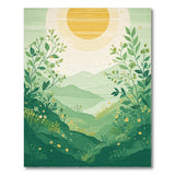 Golden Sun Over Lush Green Valley Area Rug