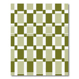 Olive Green Geometric Grid Area Rug