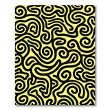 Bold Black Swirls on Yellow Abstract Area Rug