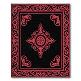 Ornate Red Border Black Mandala Rug