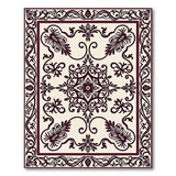 Ornate Ivory Maroon Floral Medallion Rug