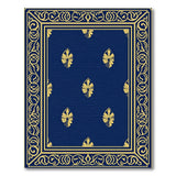 Navy Blue Fleur-de-Lis Gold Border Area Rug